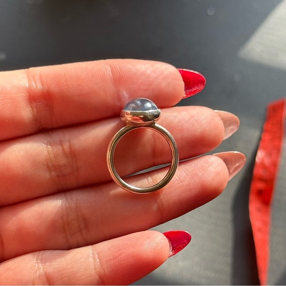 Pandora Aqua Blue Poetic Droplet Ring Size 5 - Picture 6 of 9